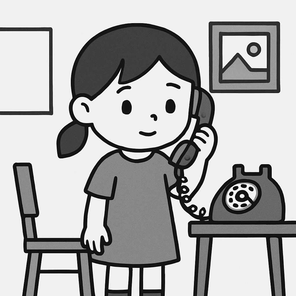 girl talking on telephone in her room emoji