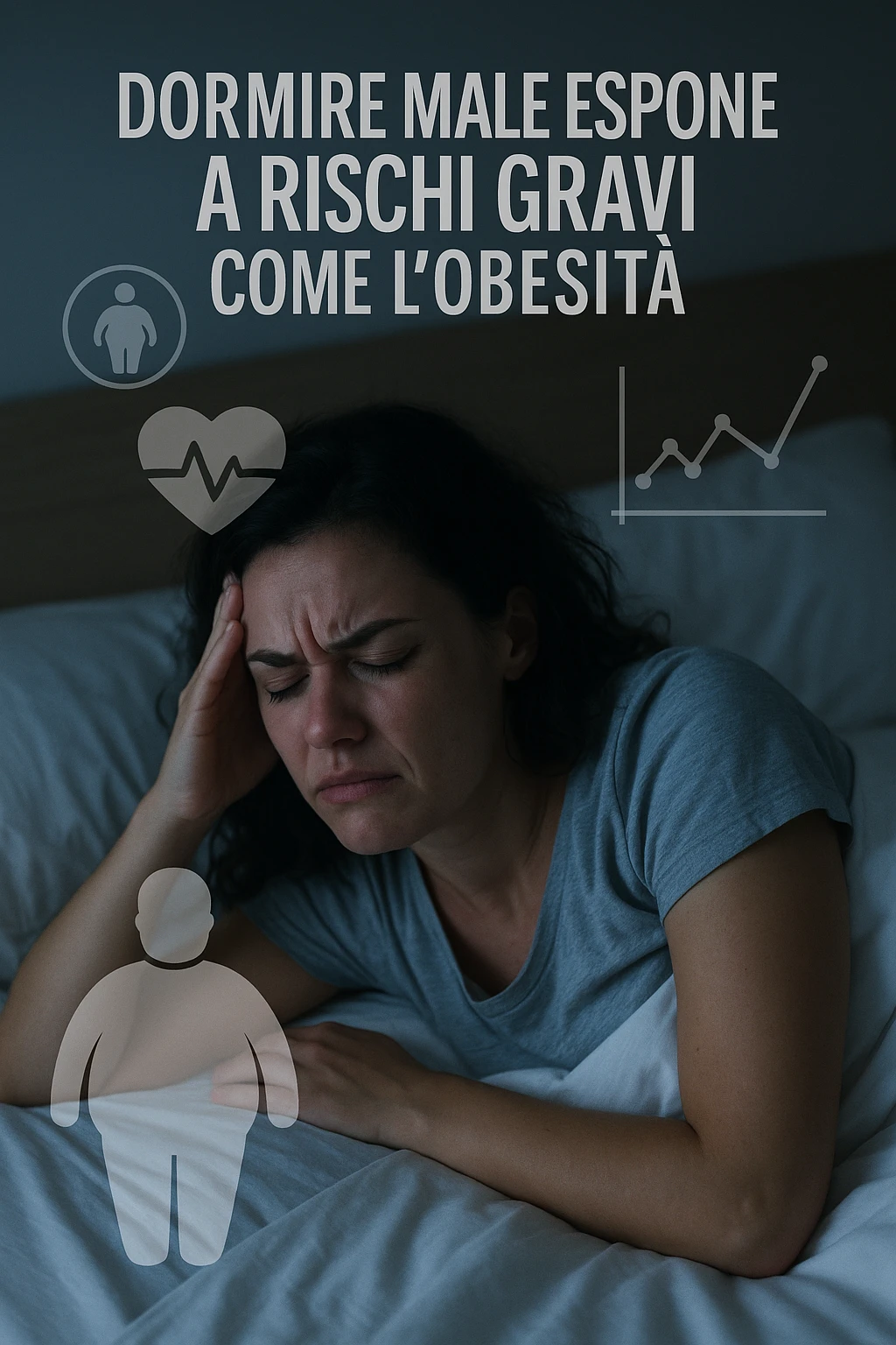Donna che dorme malissimo, ma la espone a rischi gravissimi come l'obesità immagine realistiche in italiano emoji