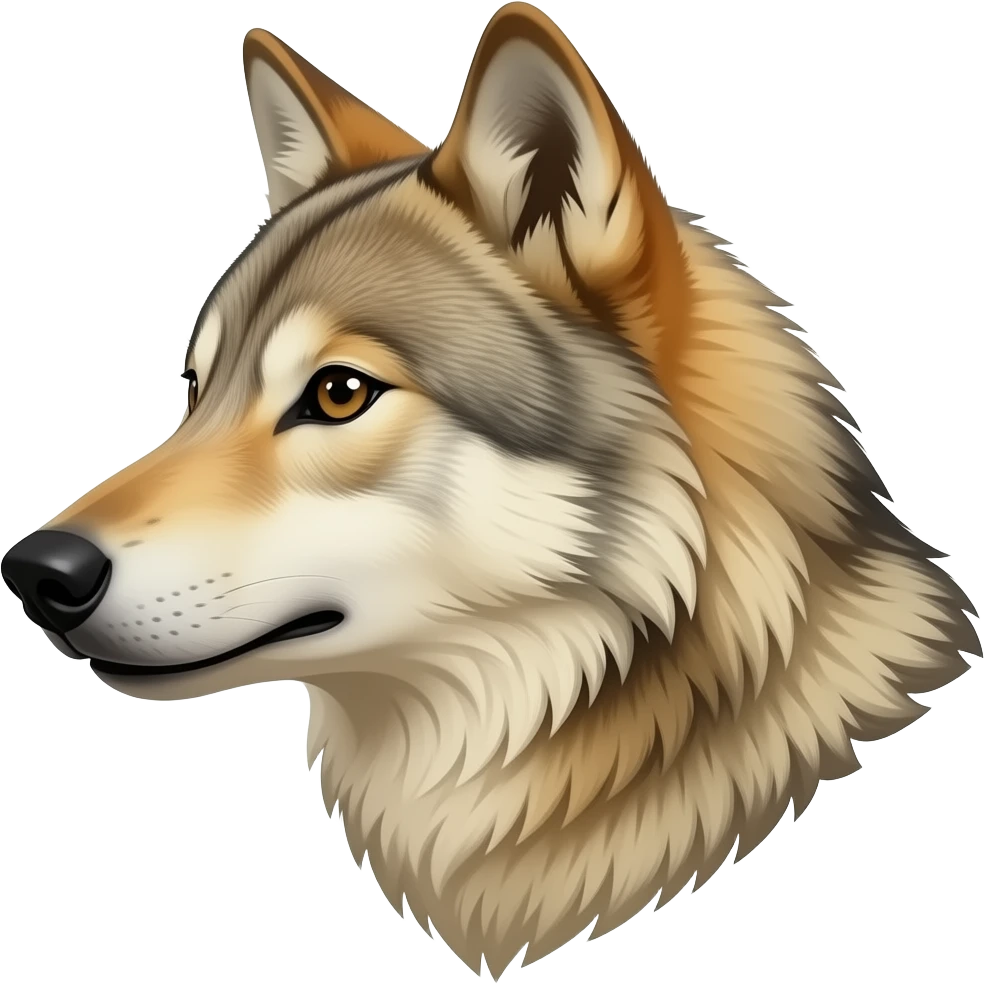 beige wolf head realistic Turn sideways emoji