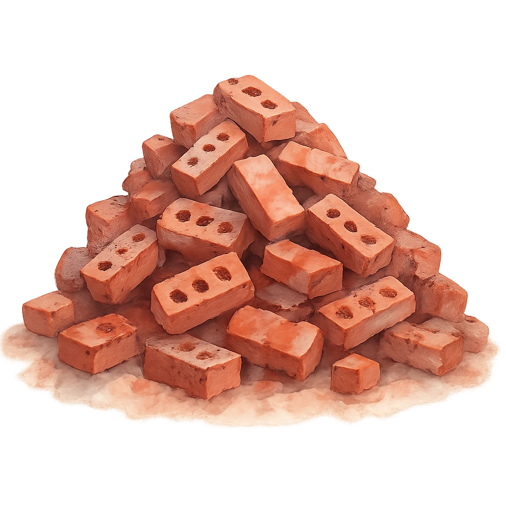 watercolor style mountain of bricks emoji