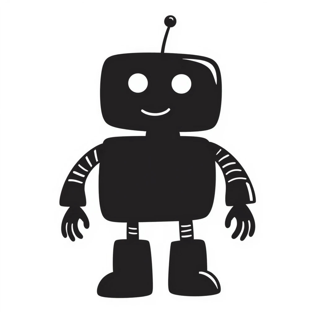 hand-drawn doodle of a robot, black lines, minimal detail emoji