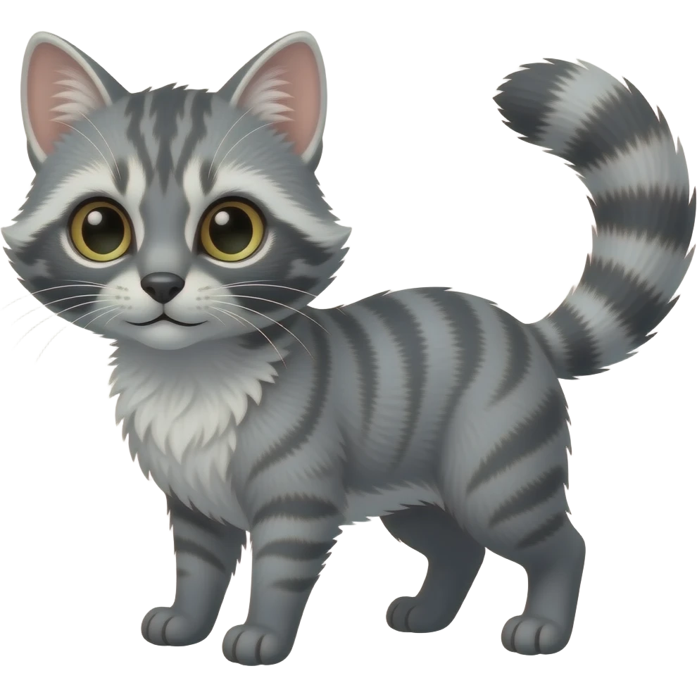 Cute realistic grey Ring-tailed cat-Cacomistle-raccoon-tanuki-ermine-feline-animal-hybrid emoji