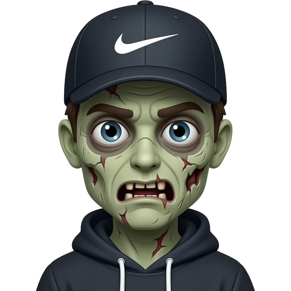 Mete essa imagem com um chapéu da Nike . E lhe mete a ficar zombie mas continua com a cor de pele emoji
