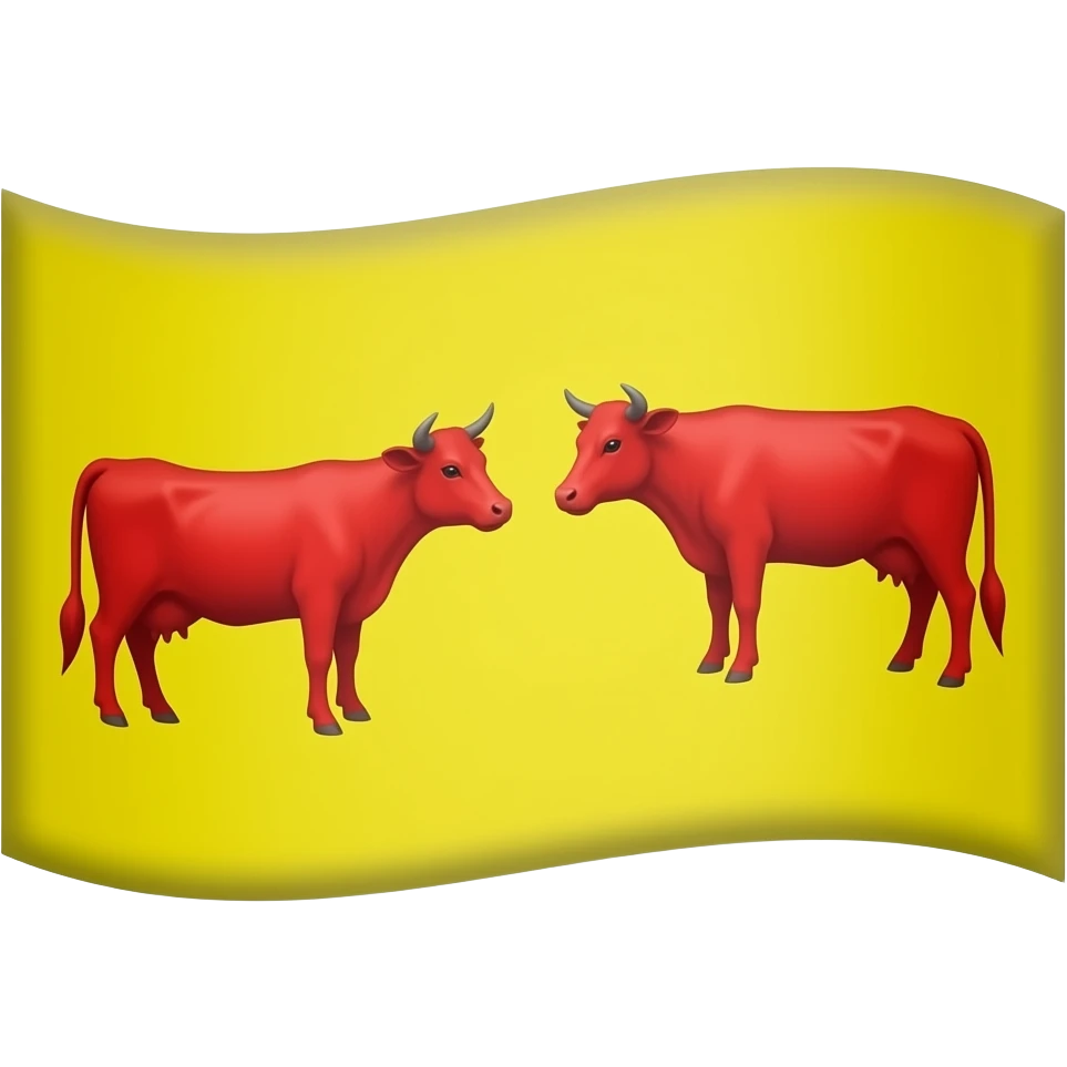 Emoji drapeau jaune avec deux vache rouge face a face emoji