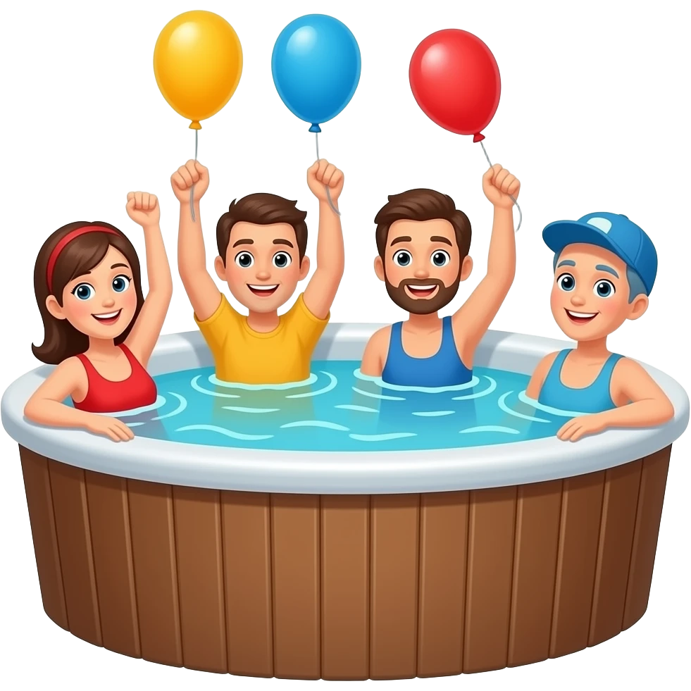 People partying in hot tub emoji