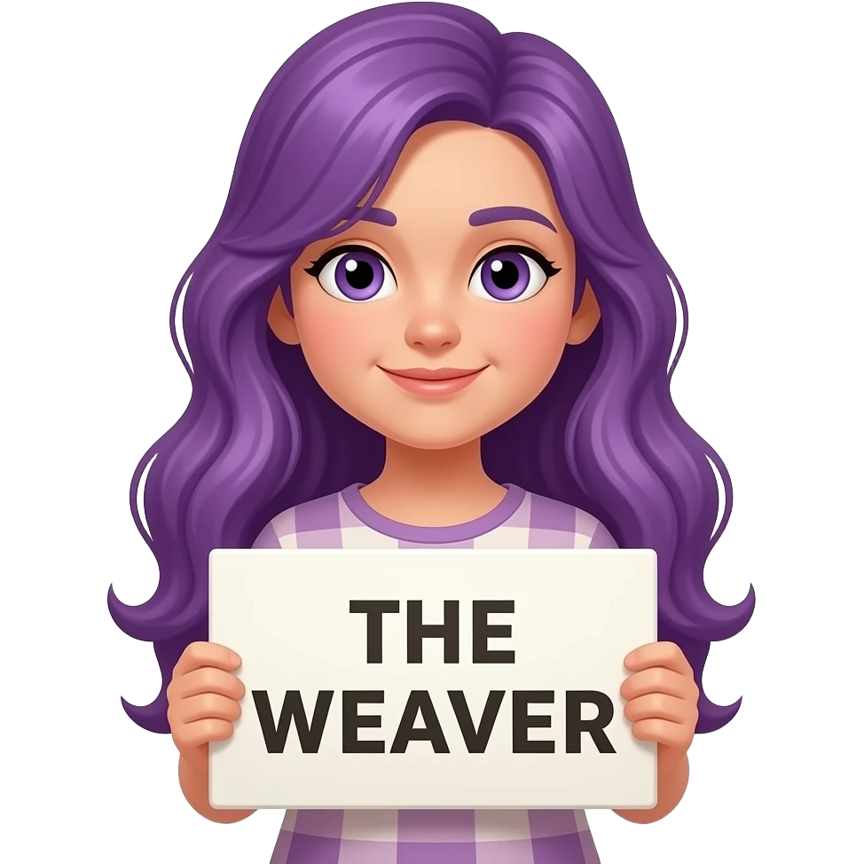 girl with long purple hair with a THE WEAVER sign emoji