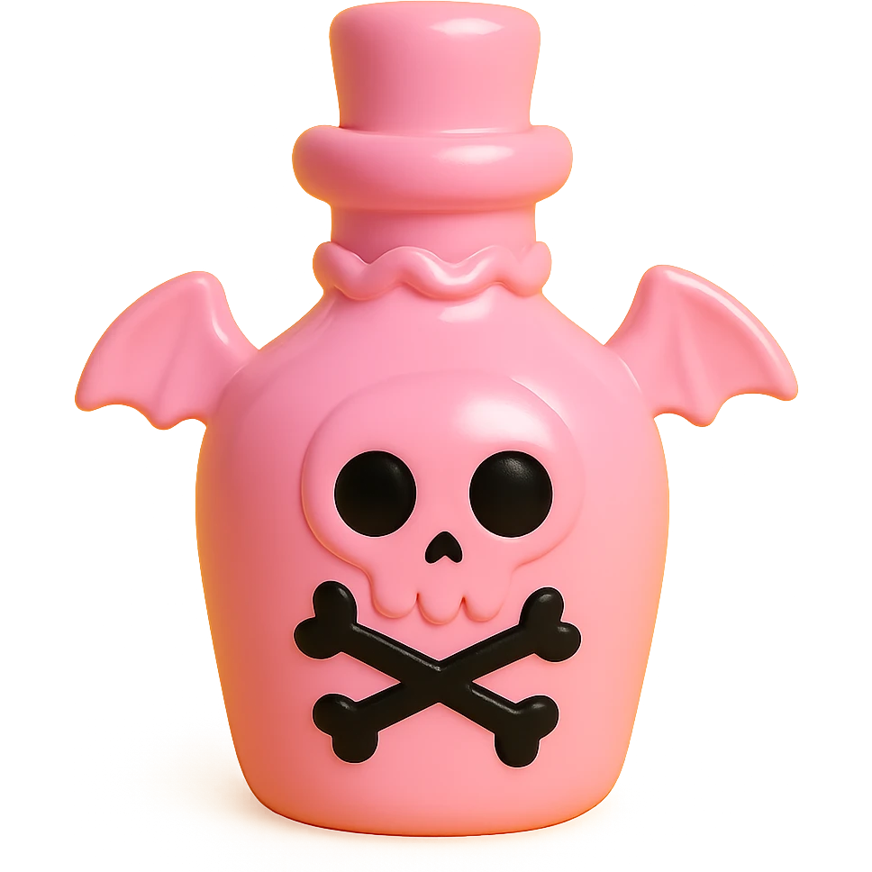 pink goth potion bottle, collectible and gothic emoji