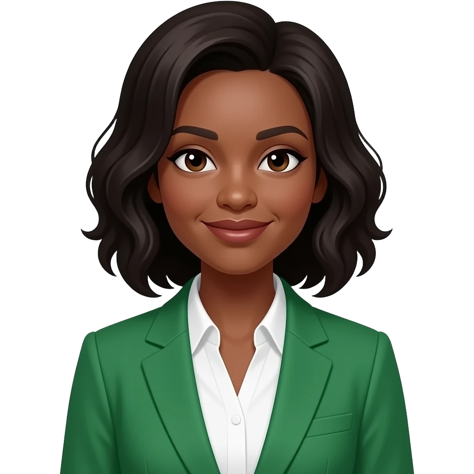 black woman in green suit mid size emoji