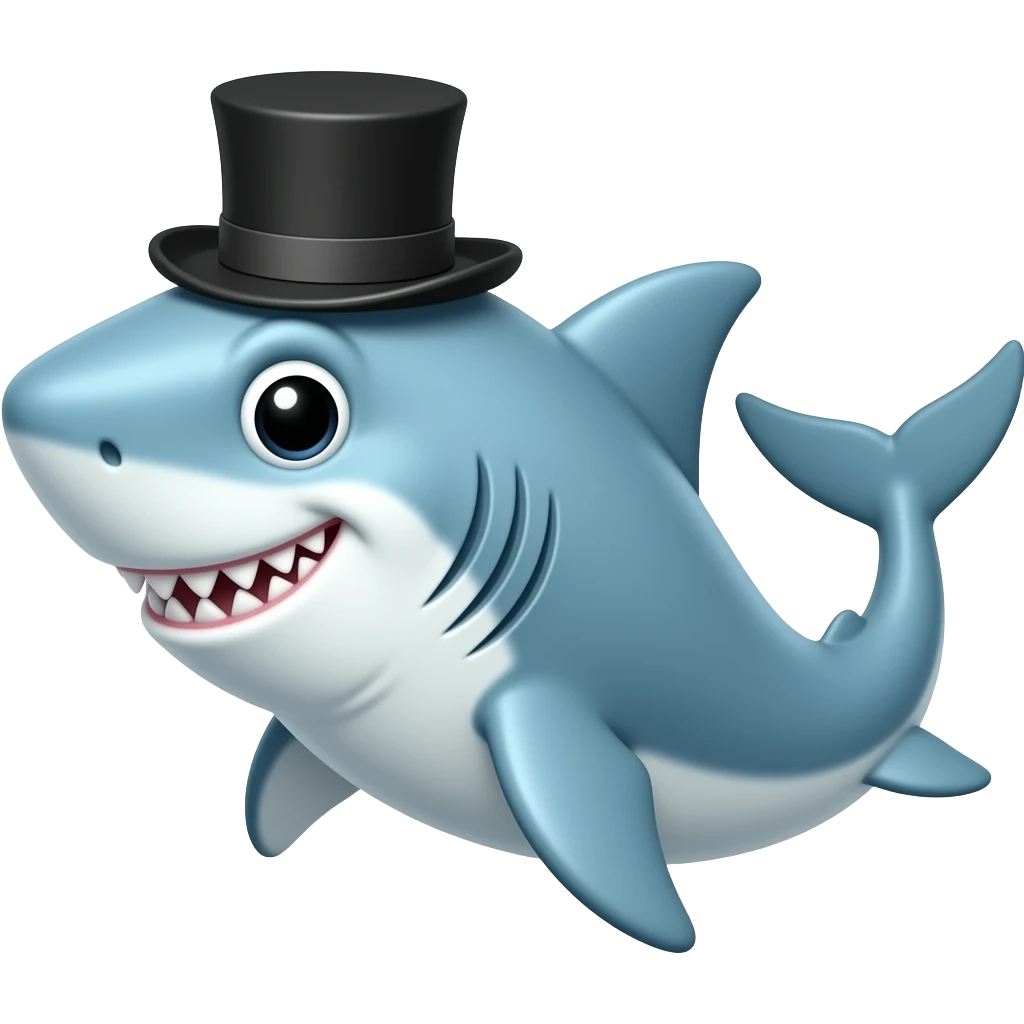 Shark with a top hat emoji