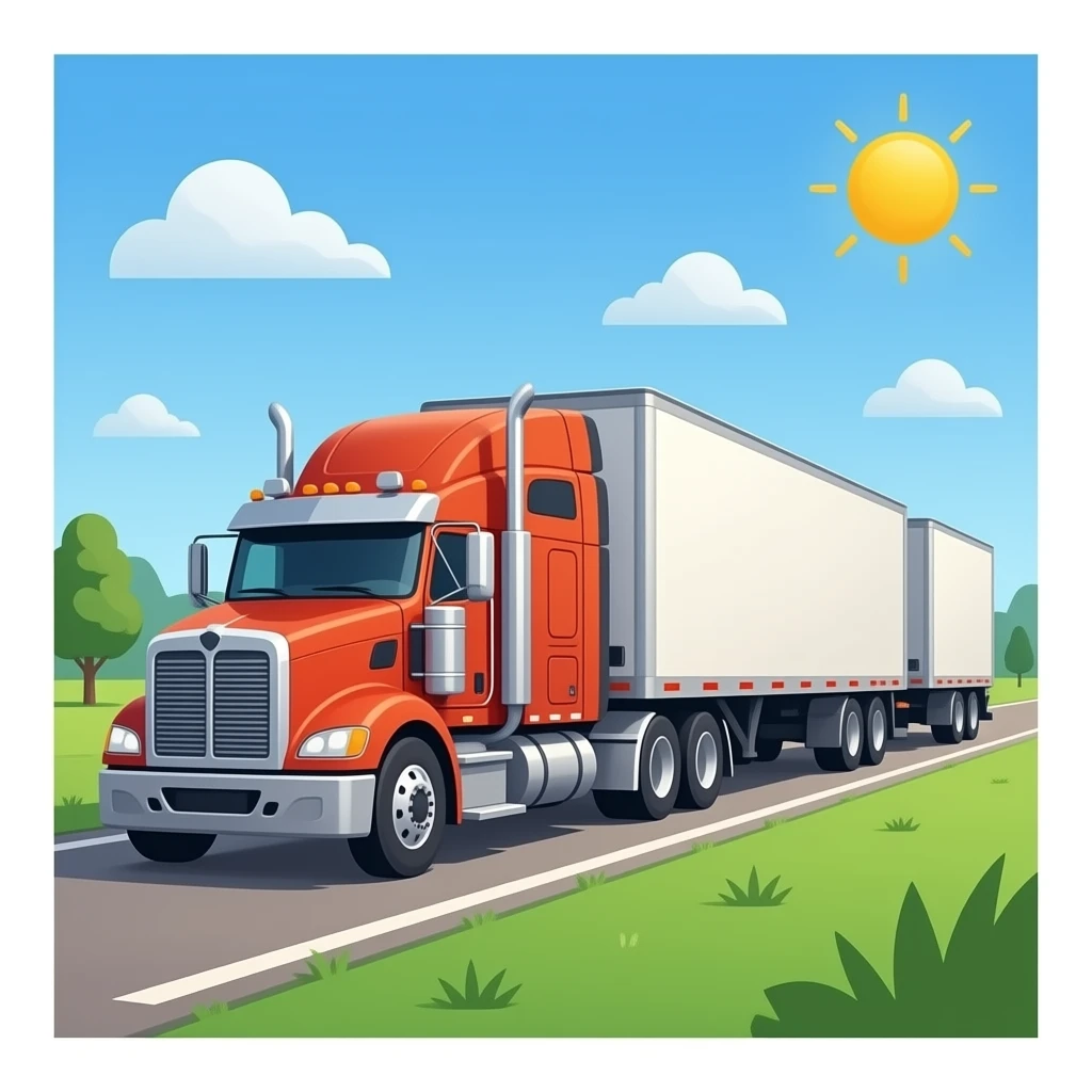 Semi Truck with 3 Triple Trailers emoji