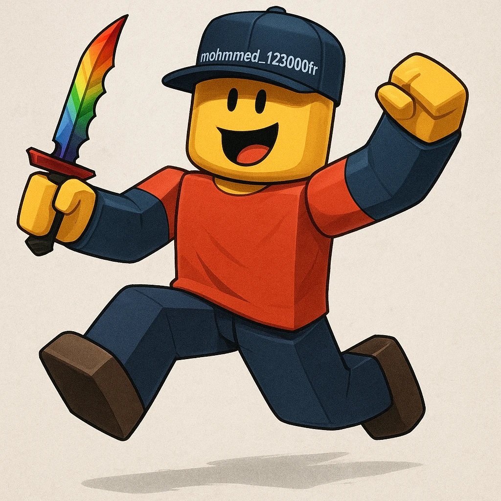 Roblox avatar for mohmmed_123000fr in MM2, action pose, vibrant and game-accurate style emoji
