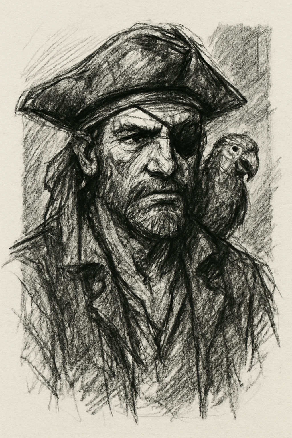pirate with eye patch and parrot emoji