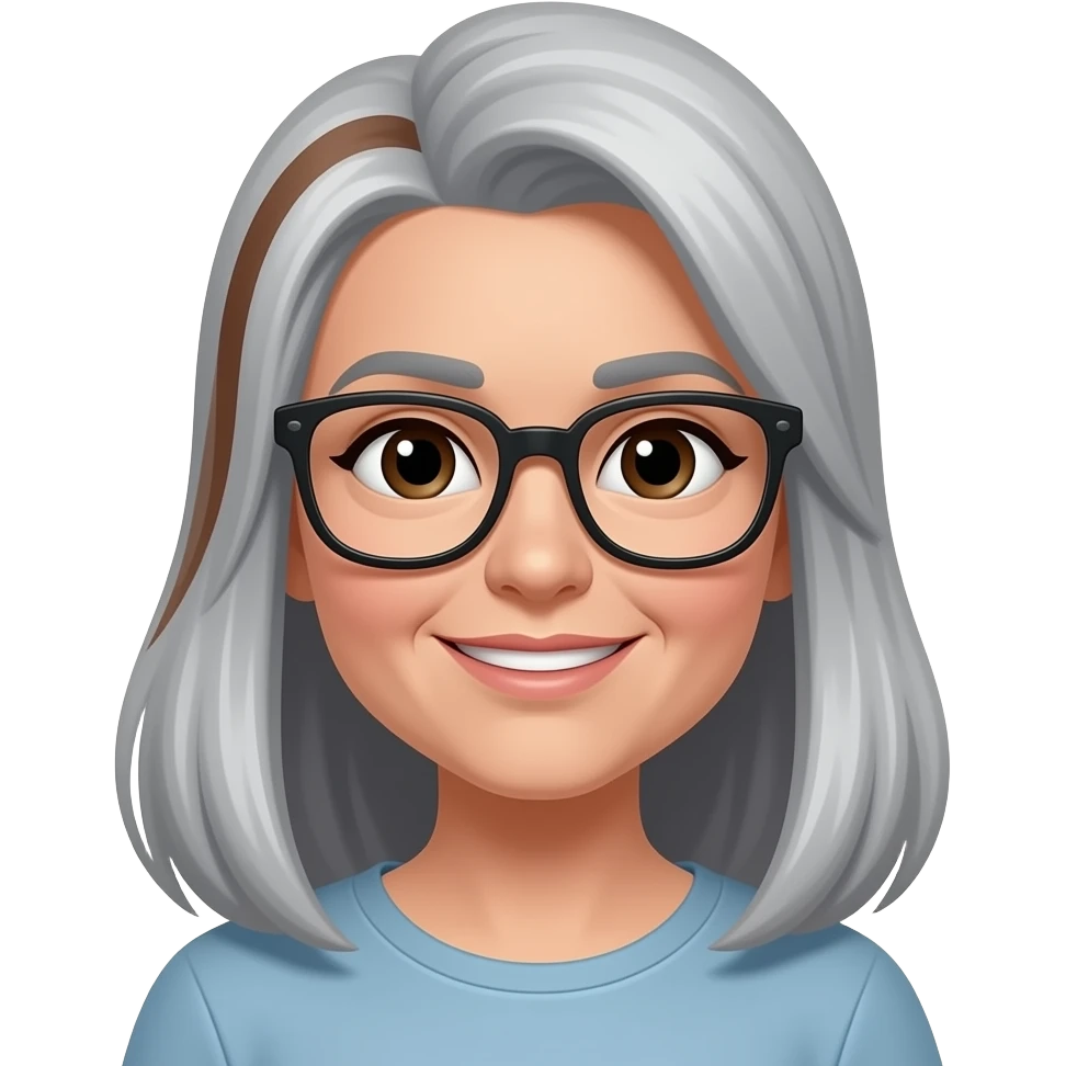 Grey haired woman with brown streaks emoji