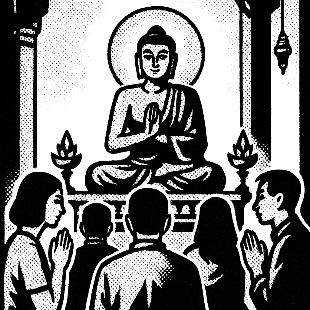 people praying in a Buddhist temple emoji
