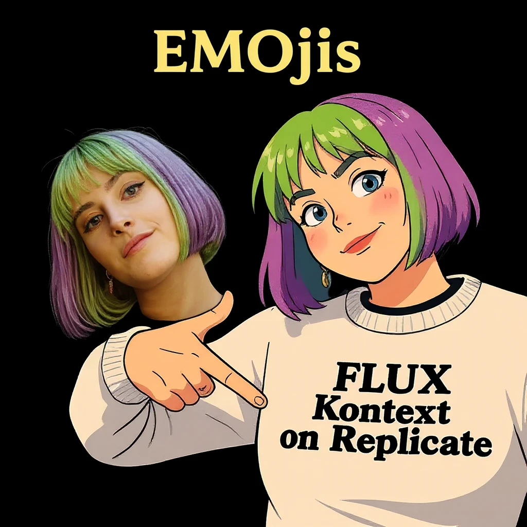 replace replicate to "emojis" and make the background black  emoji