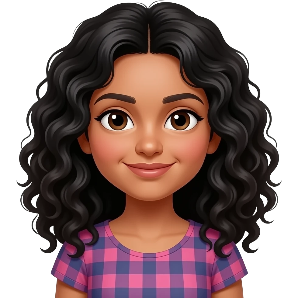 An Indian girl with black curly hair emoji