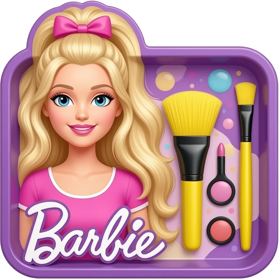 purple yellow Brush cleaner tray makeup inspired by Barbie colour pallete emoji