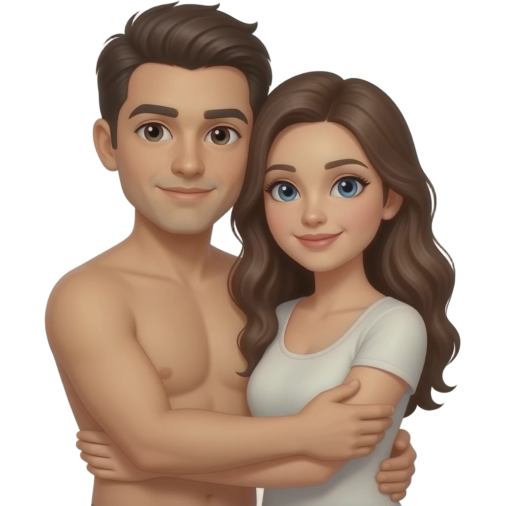 Naked man and woman hugging emoji