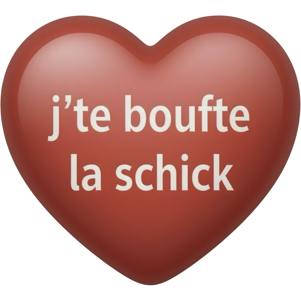 En changeant la police Un cœur avec écrit « j’te bouffe la schneck » à l’intérieur le plus réaliste emoji