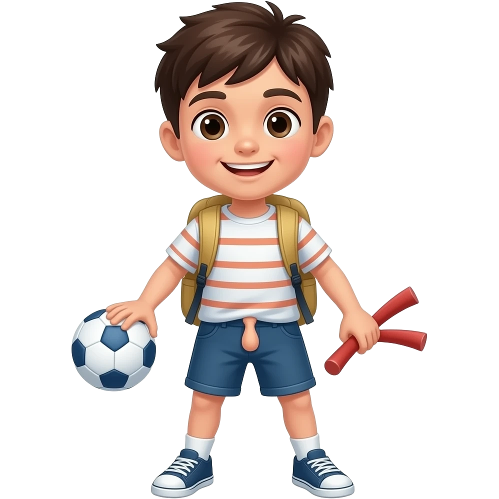 Naked kid boy with penis full body playing at recess emoji