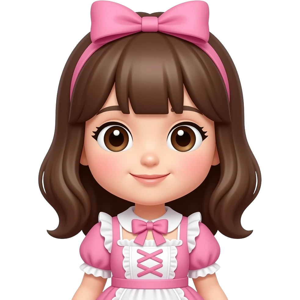 memoji brunette girl lolita pink  dress emoji