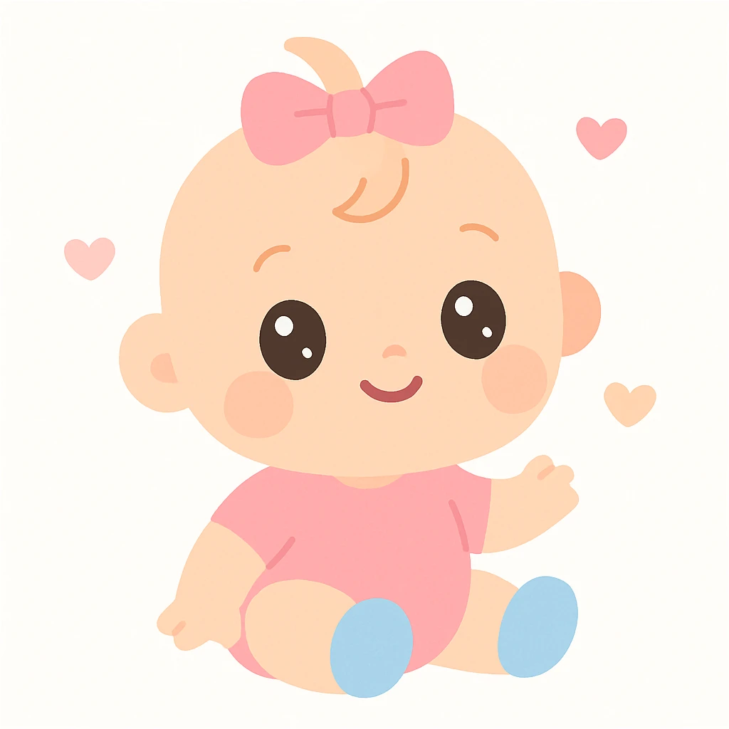 cute baby girl, soft colors, simple style emoji