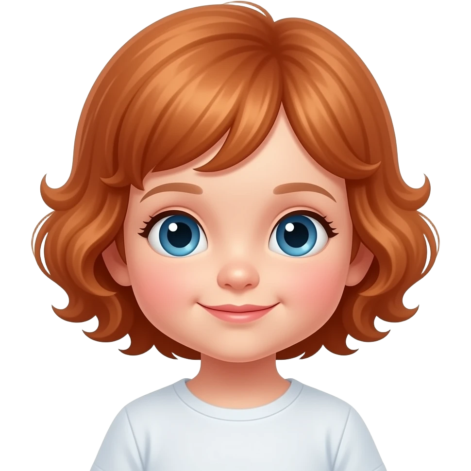 cute little girl with light red hair really short curly hair 2 years old blue eyes emoji