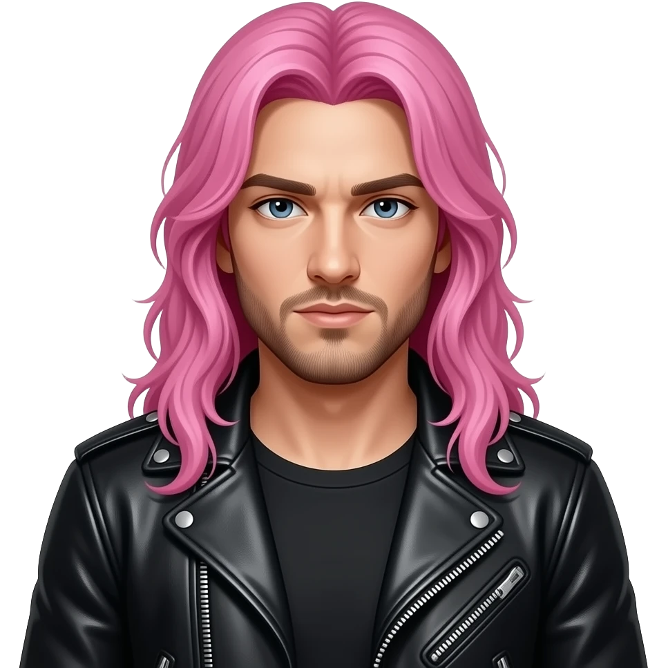 Pink long Haired heavy metal man emoji
