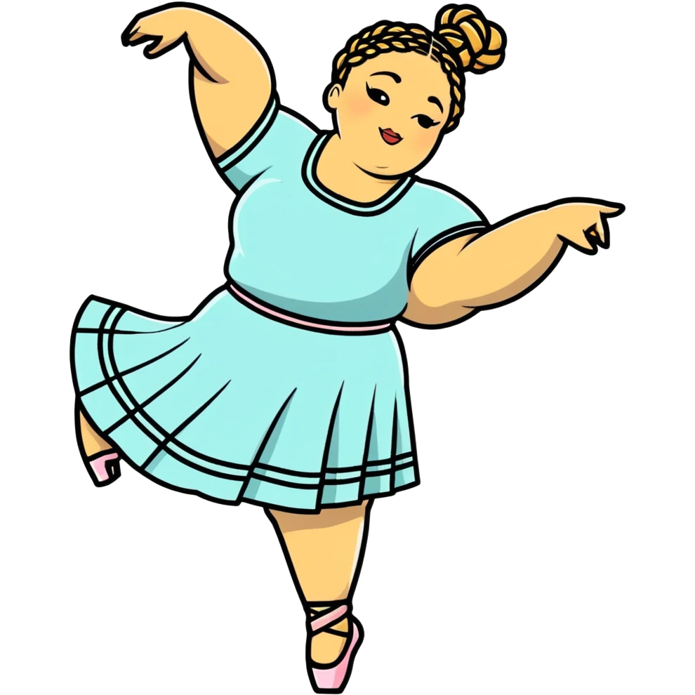 Plus size dancer with braids emoji