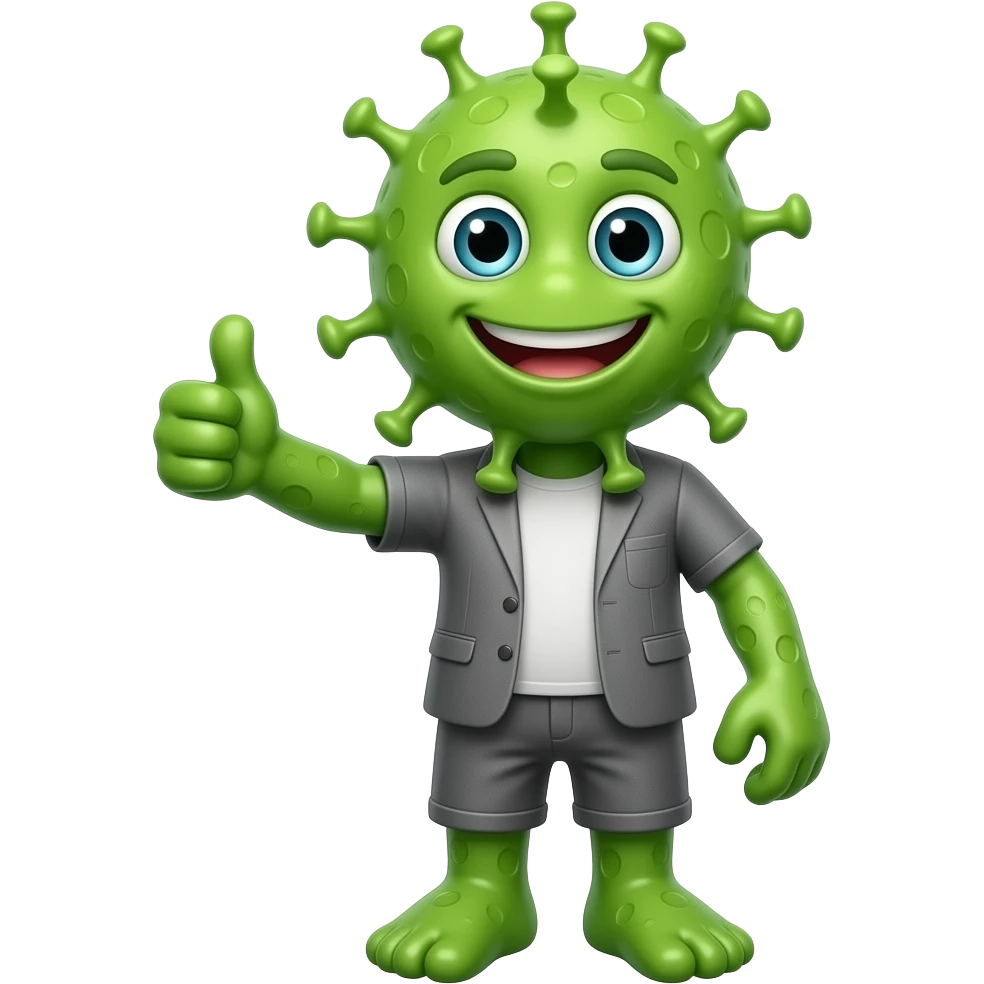 a germ giving a thumbs up emoji