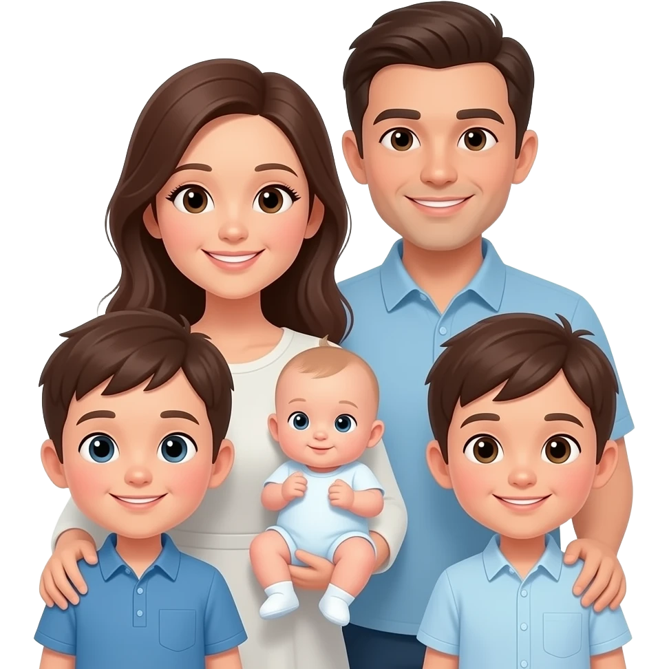 parents with two old boys and baby emoji