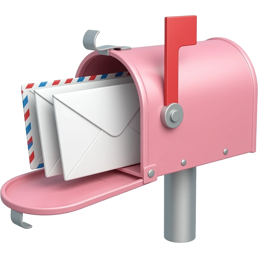 light pale pink mailbox with envelopes emoji