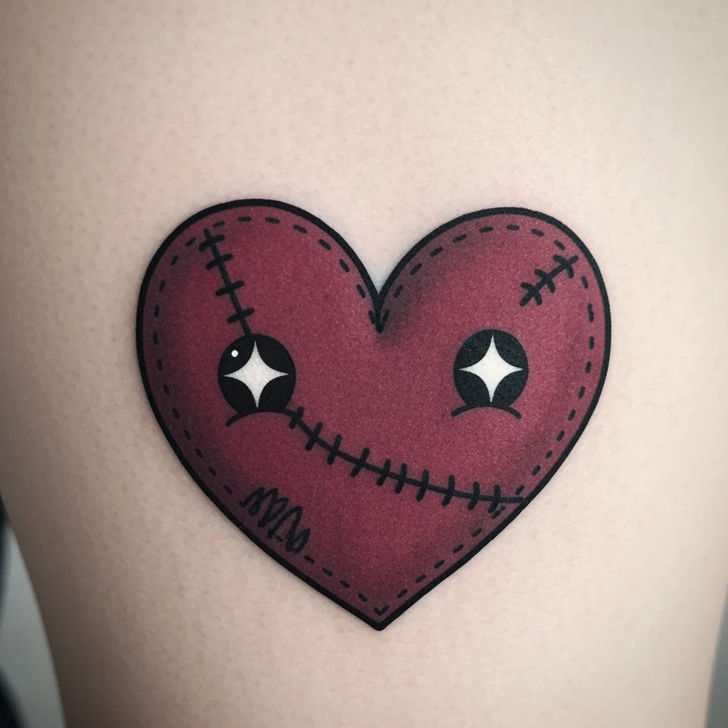 goth stitched heart, cute, expressive, minimal emoji