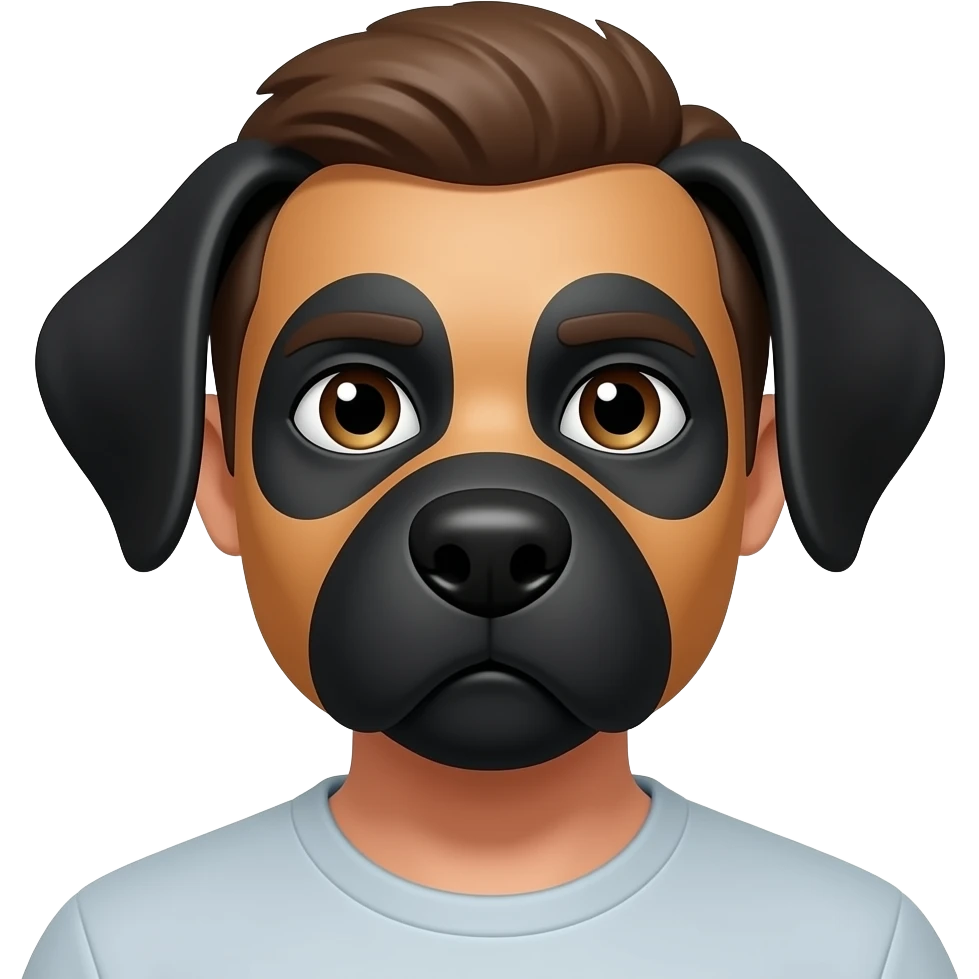man face only  cloth black dog mask emoji