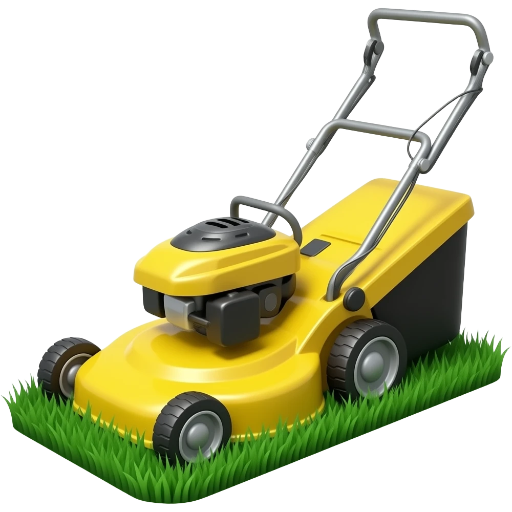 yellow riding lawnmower on grass emoji