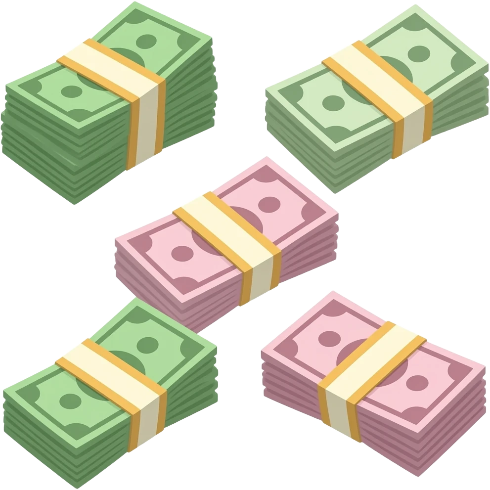 5 fajos de billetes emoji