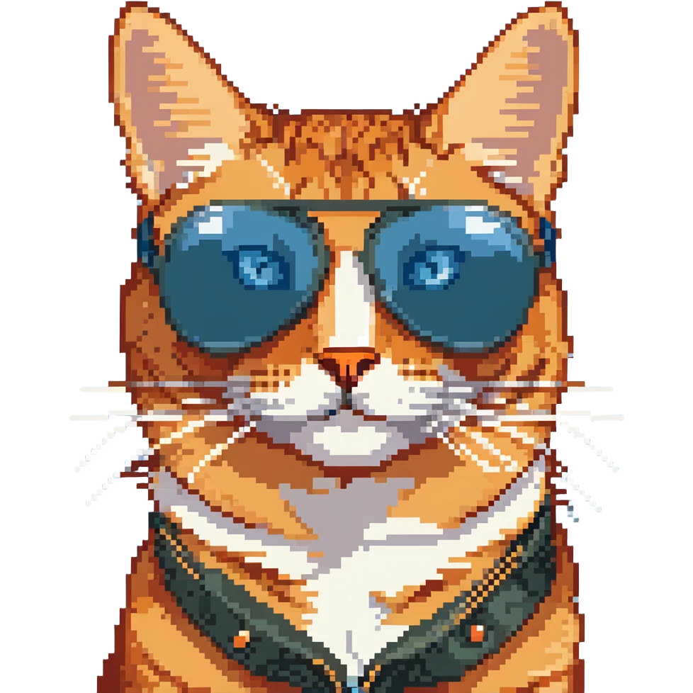 orange tabby cat wearing aviator sunglasses emoji