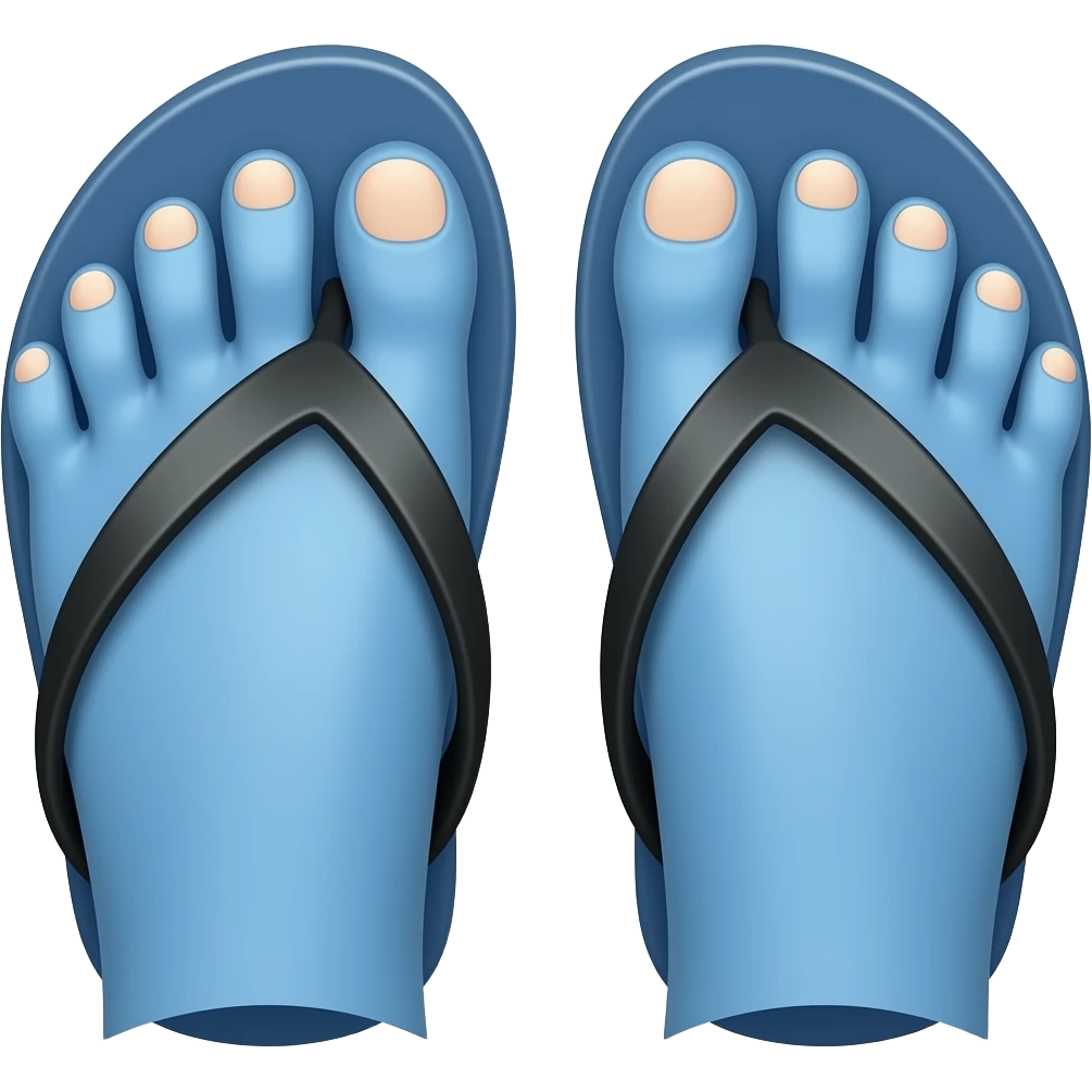 blue feet With nails in Black flip flops emoji