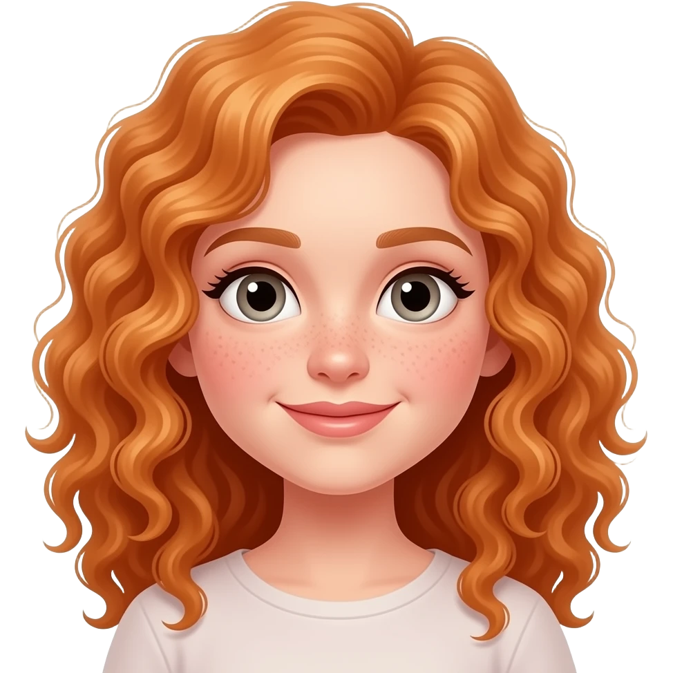 Fille rousse bouclés tâches de rousseur pêcher emoji
