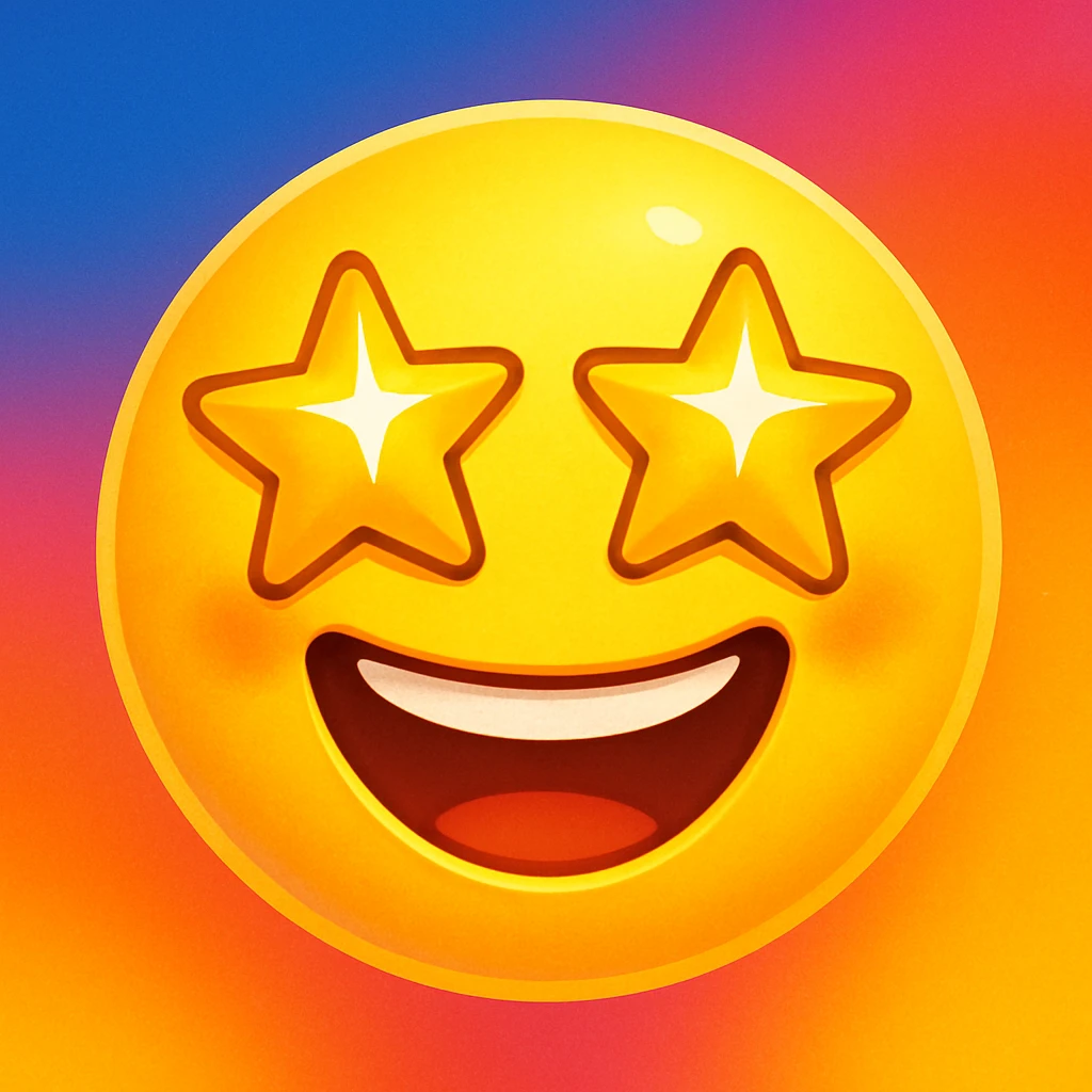 yellow emoji with a starry-eyed face emoji
