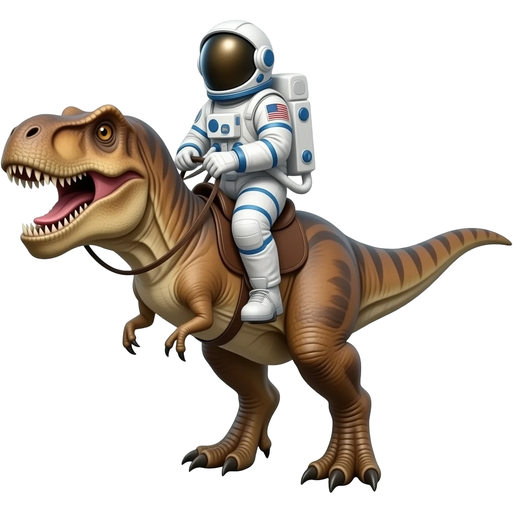 astronaut riding a t-rex emoji