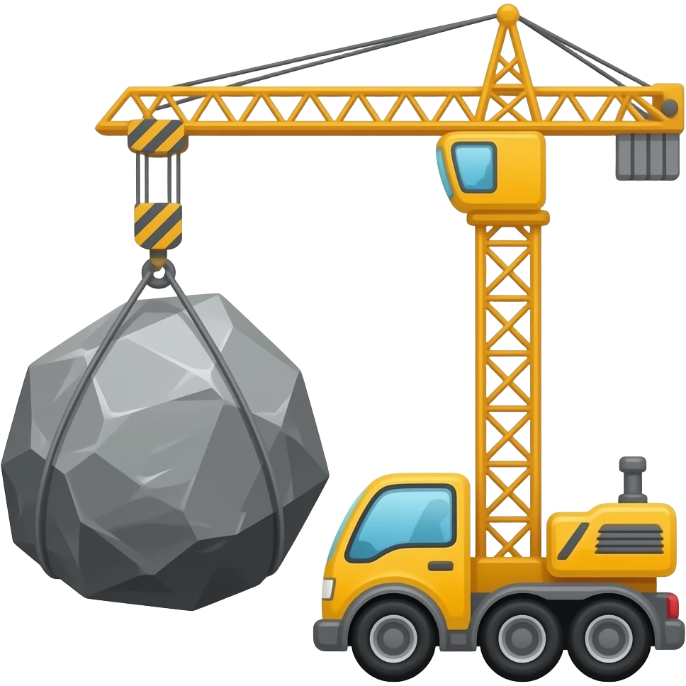 crane holding large boulder emoji