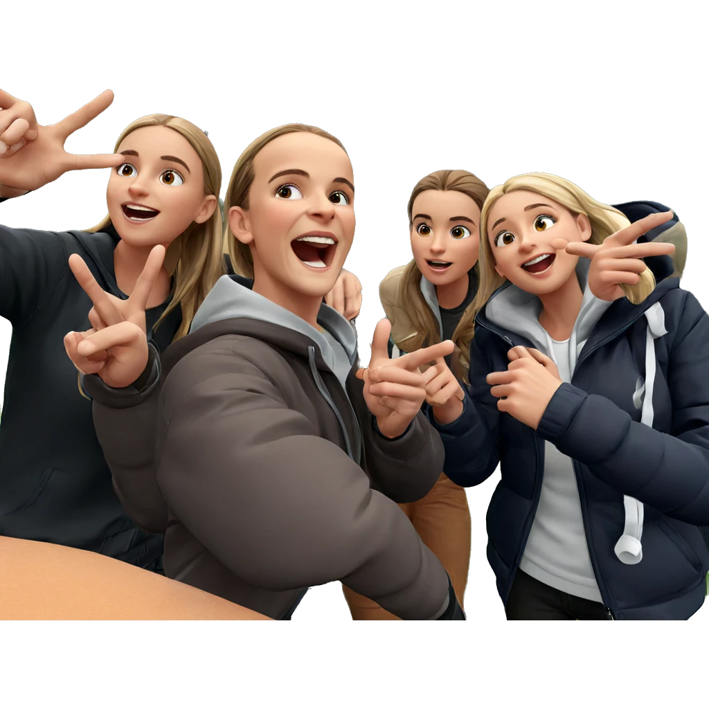 group of friends outdoors fun emoji