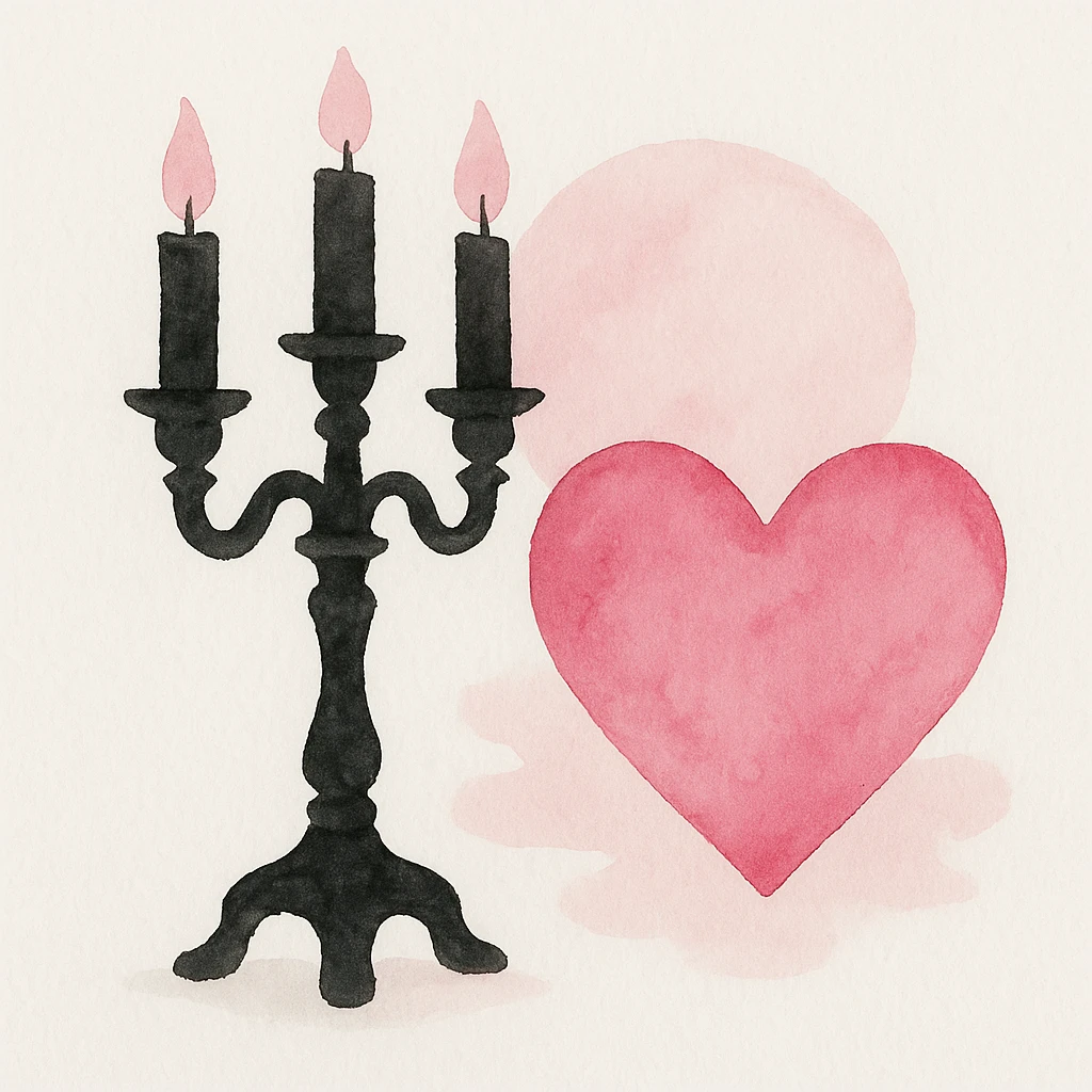 BLACKPINK-inspired gothic object, dreamy and bold, black and pink palette, watercolor style emoji