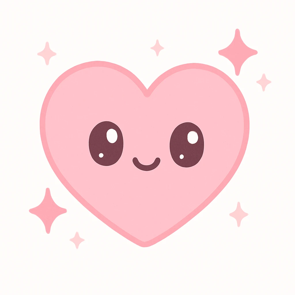 pink heart with sparkles, girly aesthetic, cute kawaii style emoji