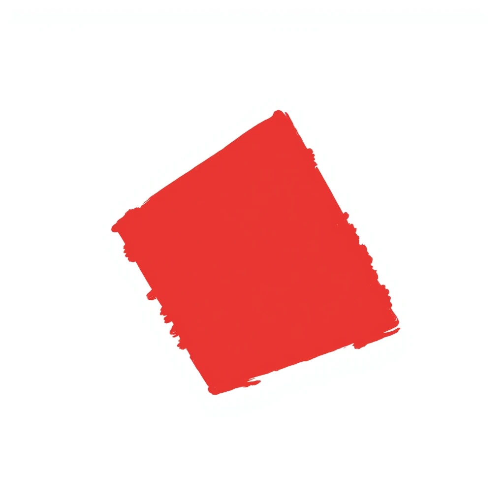 minimalist red rhombus in torn calligraphic brush stroke style, no background, 512x512px emoji