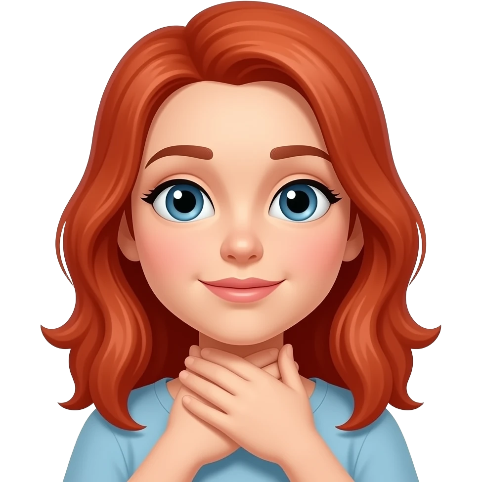Girl with red hair grabbing throat gagging with both hands emoji emoji