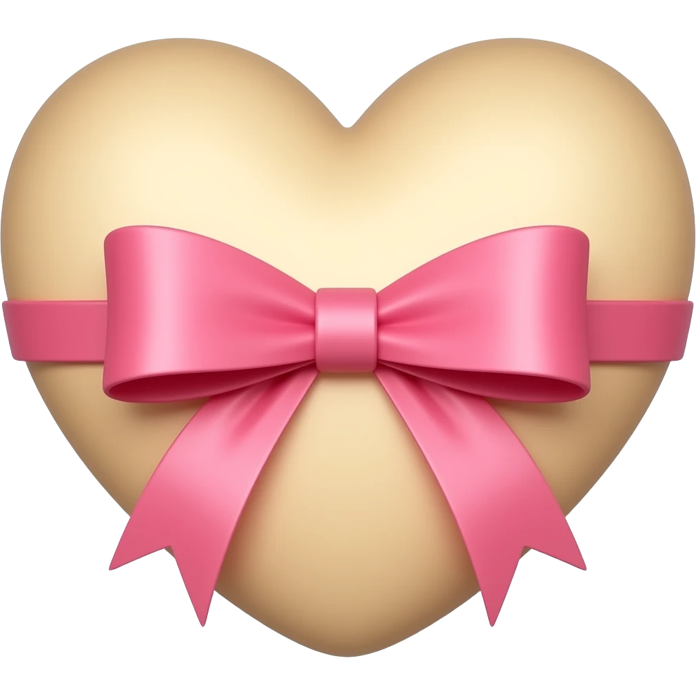 Beige heart with a pink ribbon bows emoji