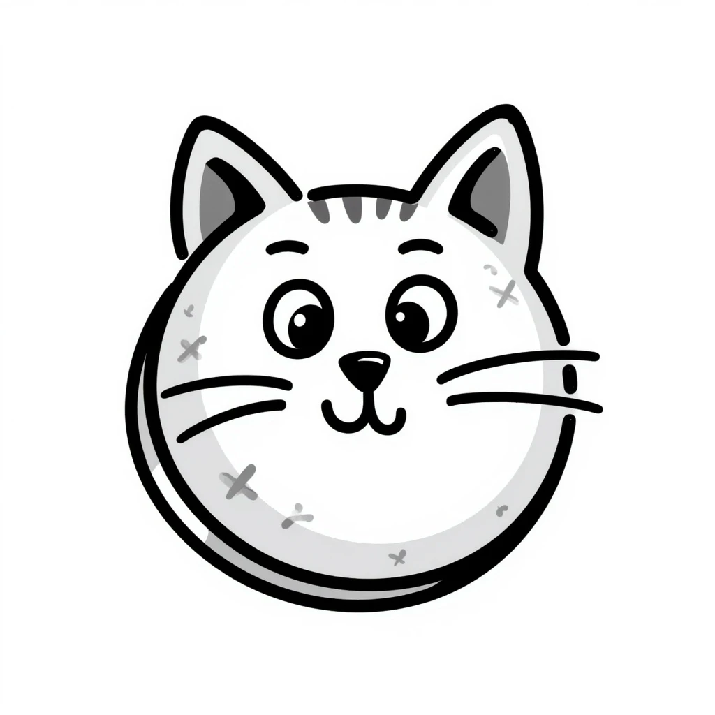 A silver coin with a cat face emoji