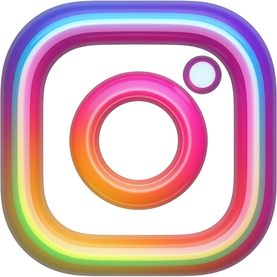 Instagram logo in bright vivid hot pink, in 3d style with all colors of the rainbow as a border outlined around each letter, isolated, 3d rendering, no emoji icons no emoji faces and must have no human figures emoji